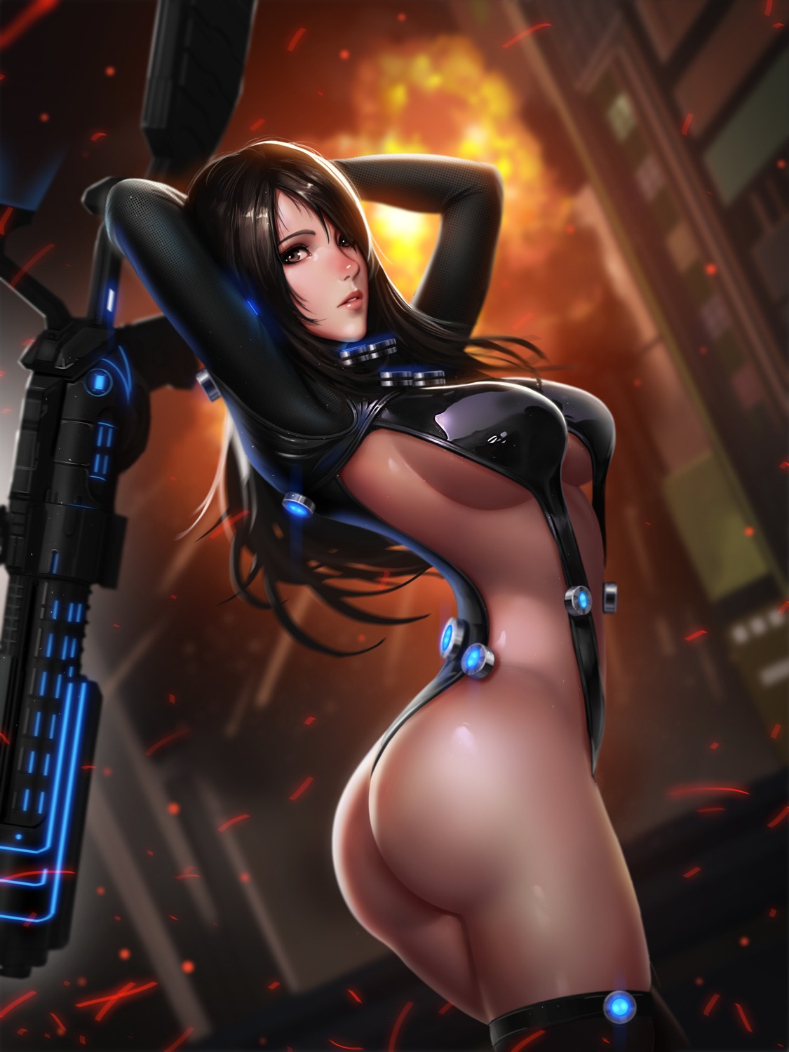 Liang Xing Gantz Shimohira Reika Ass Bodysuit No Bra N